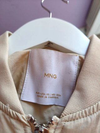Chaqueta Bomber Mango Talla XS Beige