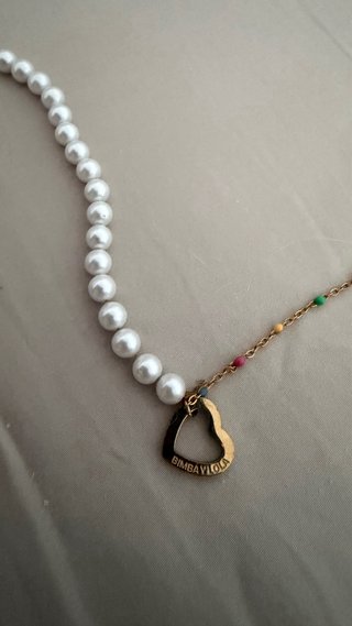 Collar Bimba y Lola doble con perlas y cadena