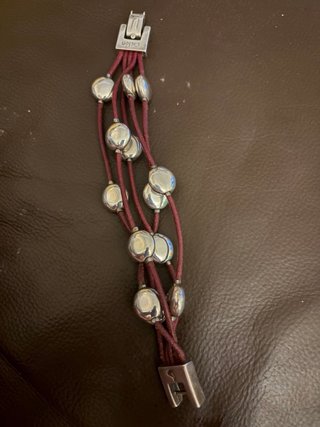 Pulsera Ciclón Cuero Burdeos y Metal