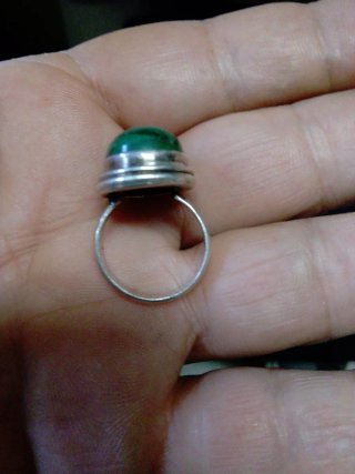 Anillo Plata Antigua Piedra Malaquita Verde