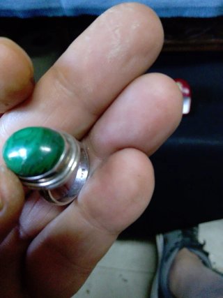 Anillo Plata Antigua Piedra Malaquita Verde