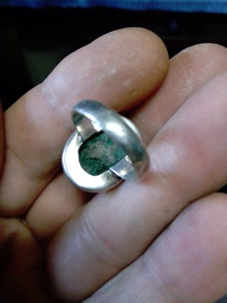 Anillo Plata Antigua Piedra Malaquita Verde