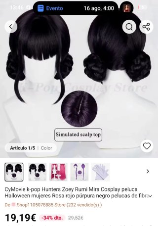 Peluca Hunter Zoey K-pop Morena con Moños
