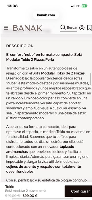 Sofá Banak Tokio 2 plazas grandes color gris perla