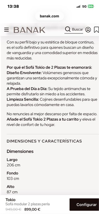 Sofá Banak Tokio 2 plazas grandes color gris perla