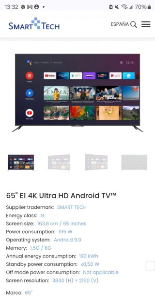 Smart TV Smart Tech 65 4K Ultra HD URGE VENTA