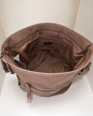 Bolso cesta tachuelas beige/taupe