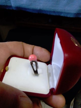 Anillo Plata Antigua Coral Rosa