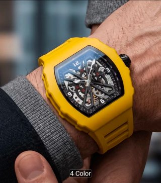 Reloj Automático Hombre Amarillo y Negro