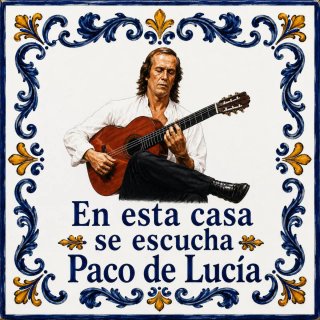 Azulejo En esta casa se escucha Paco de Lucía