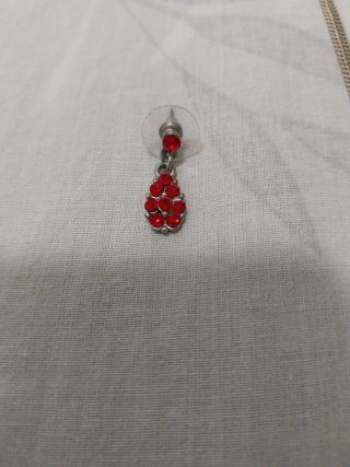 Conjunto Collar y Pendientes Rojo y Plateado