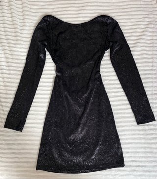 Vestido fiesta espalda abierta negro brillante