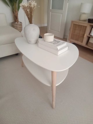 Mesa de centro moderna Blanco y madera