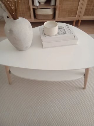 Mesa de centro moderna Blanco y madera