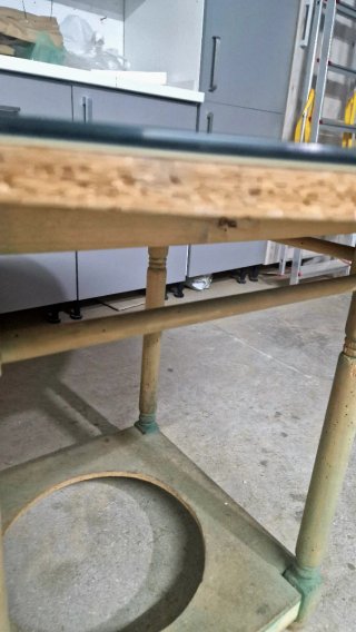Mesa camilla redonda madera pino cristal 90cm