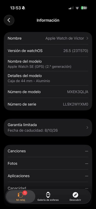 Apple Watch SE 2ª Gen Negro/Gris Espacial