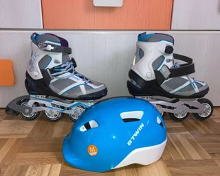 Patines en línea T38 y casco B'TWIN talla M
