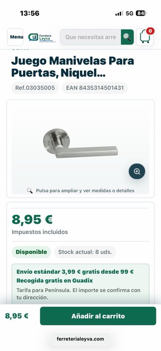 Juego Manivelas Puertas Níquel
