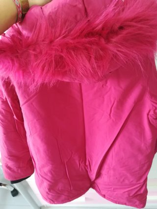 Parka OVS Rosa con Capucha de Pelo