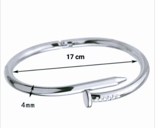 Pulsera Rígida Clavo Plateada
