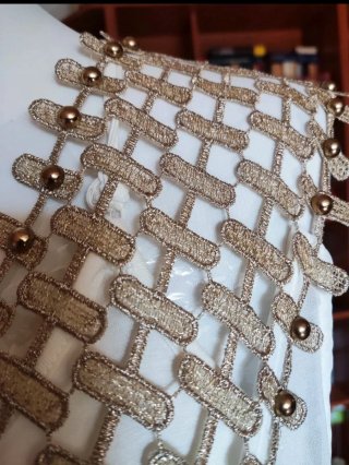 Abito donna seta oro e bianco