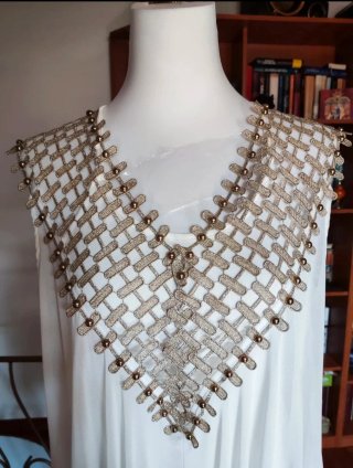 Abito donna seta oro e bianco