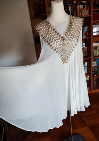 Abito donna seta oro e bianco
