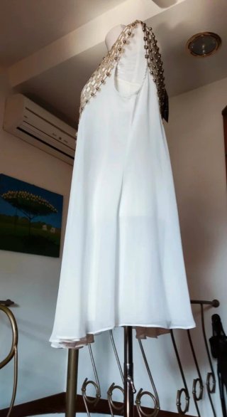 Abito donna seta oro e bianco