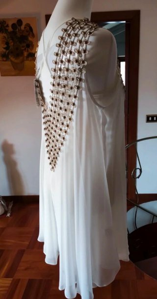 Abito donna seta oro e bianco