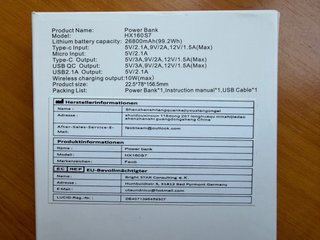 Batería Externa 26800mAh Carga Inalámbrica