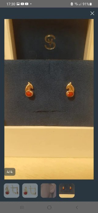 Pendientes Oro con Esmalte Rojo