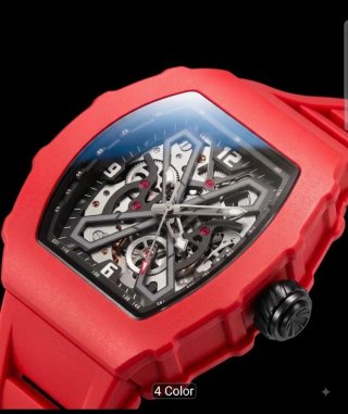 Reloj Automático Hombre Esqueleto Rojo