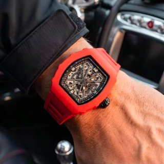 Reloj Automático Hombre Esqueleto Rojo