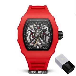 Reloj Automático Hombre Esqueleto Rojo