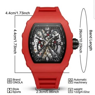 Reloj Automático Hombre Esqueleto Rojo