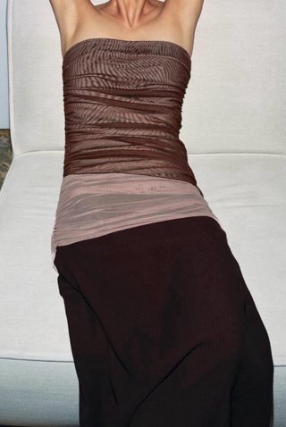Vestido Zara Marrón y Rosa