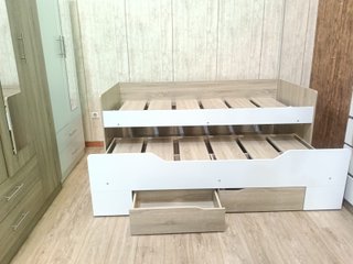 Cama Nido Blanca y Madera