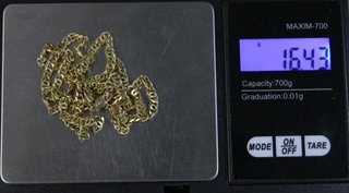 Cadena de oro de 18k. Peso: 16.43 gr.