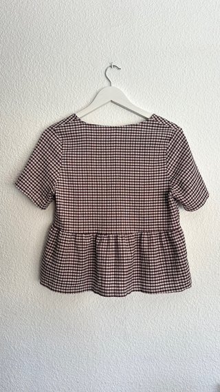 Blusa cuadros marrón y blanco
