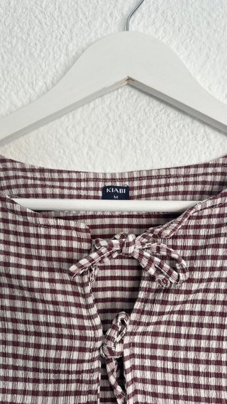 Blusa cuadros marrón y blanco