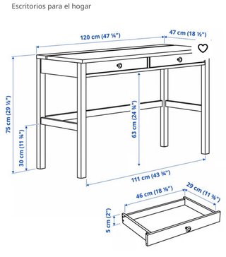 Escritorio IKEA Hemnes Madera y Cristal