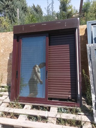 2 Ventanas Aluminio Correderas Marrones
