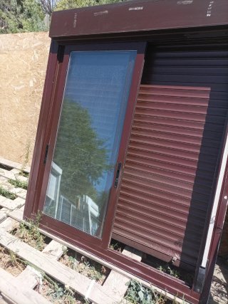 2 Ventanas Aluminio Correderas Marrones