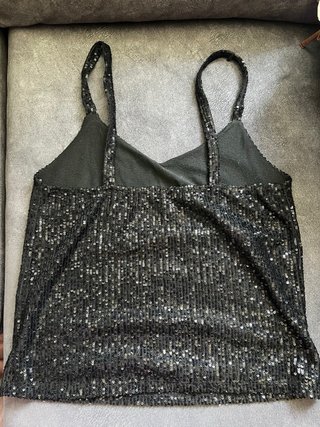 Pull&Bear Camiseta Lentejuelas Negra