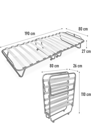 Cama Plegable 80x190cm con Colchón