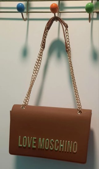 Bolso Moschino Marrón Dorado Como Nuevo