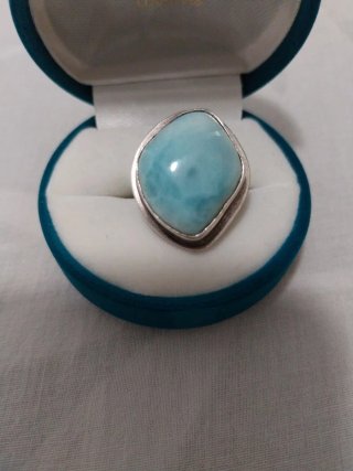 Conjunto de Plata con Piedras Azules Larimar