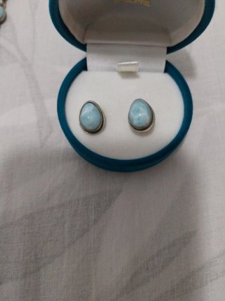 Conjunto de Plata con Piedras Azules Larimar