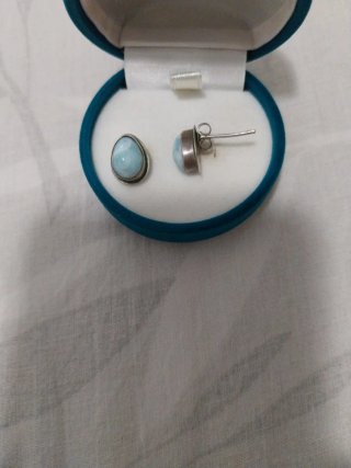 Conjunto de Plata con Piedras Azules Larimar