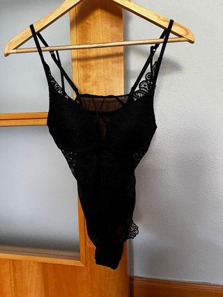 Body H&M Transparencias Encaje Negro